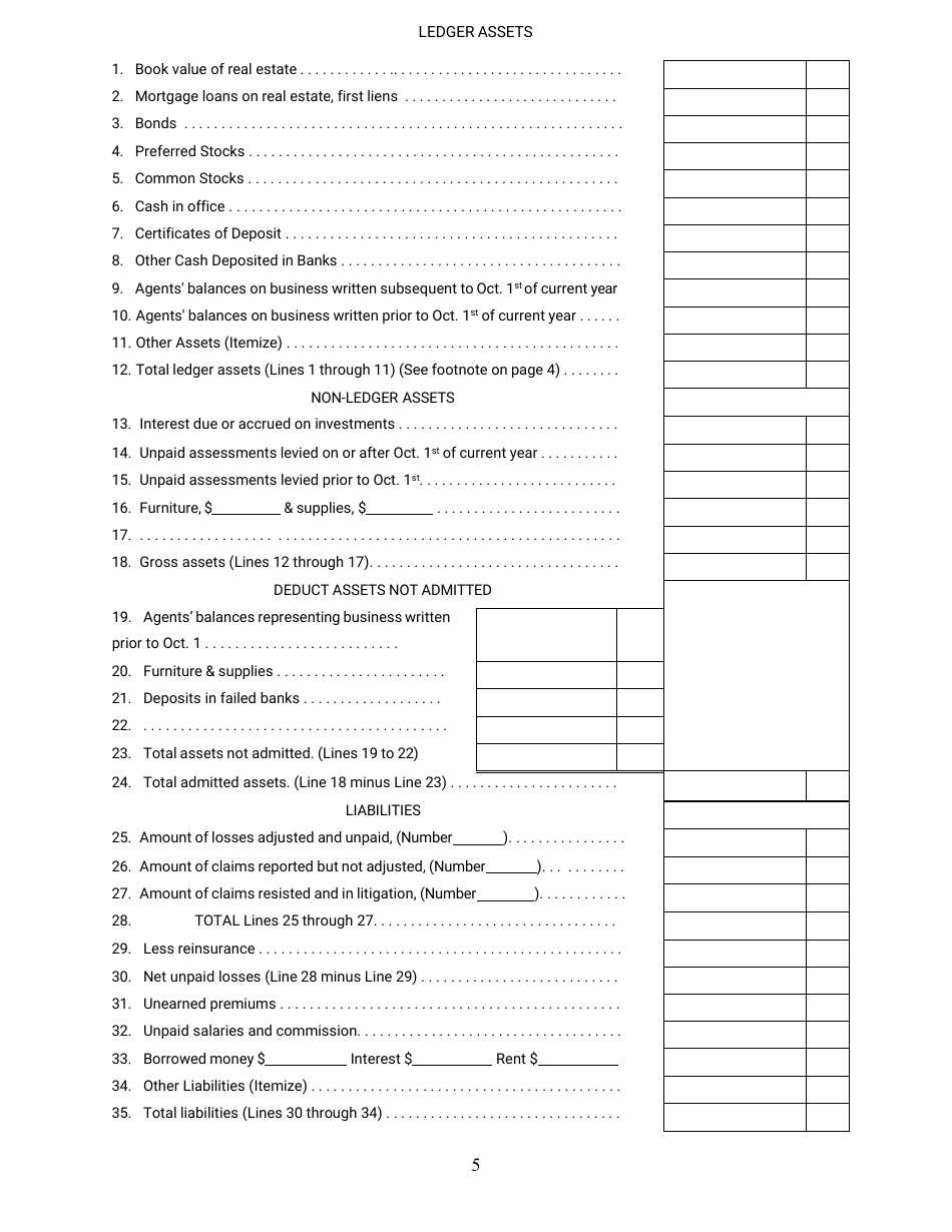 Annual Statement - Assessment Association - Nebraska, Page 5