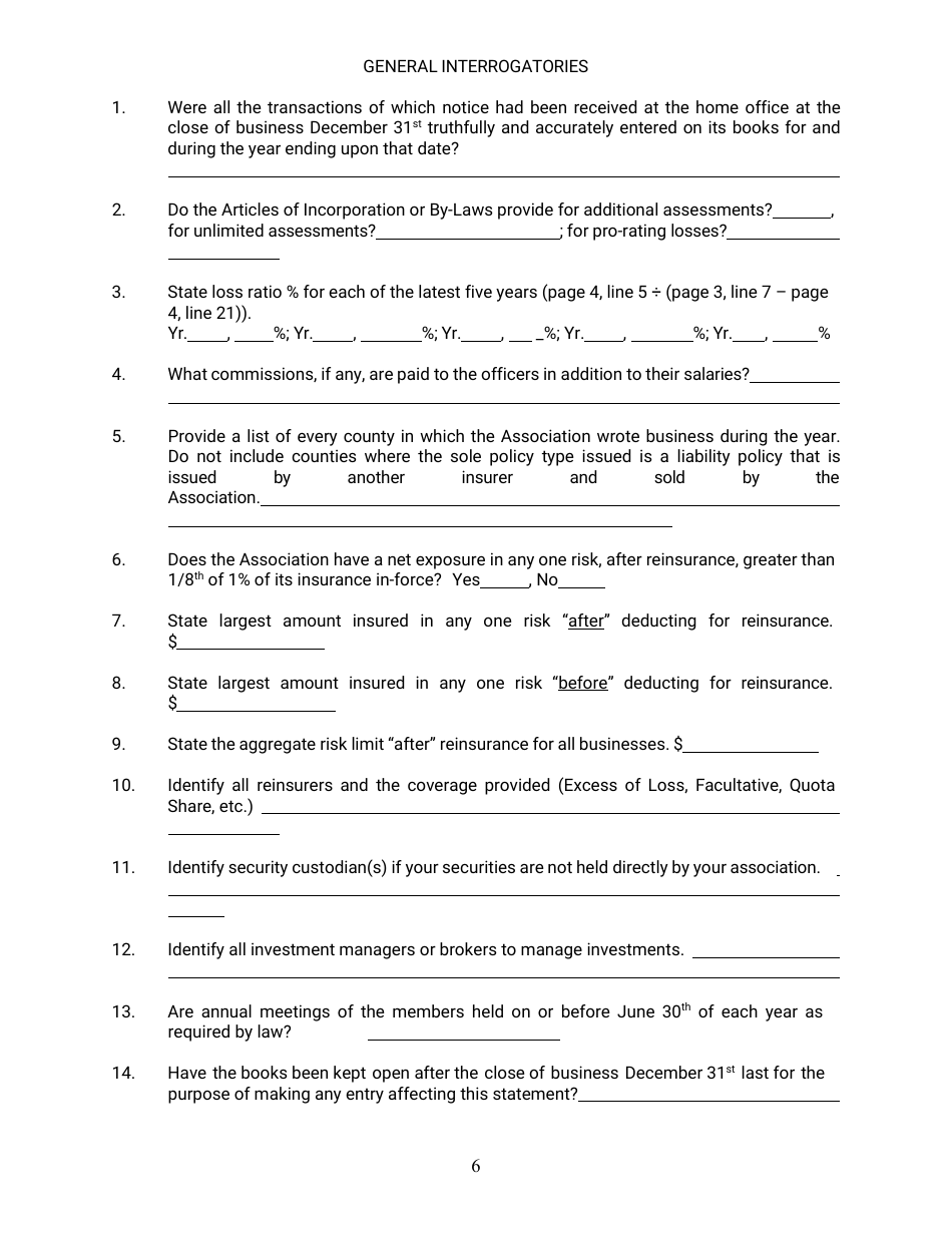 Annual Statement - Assessment Association - Nebraska, Page 6