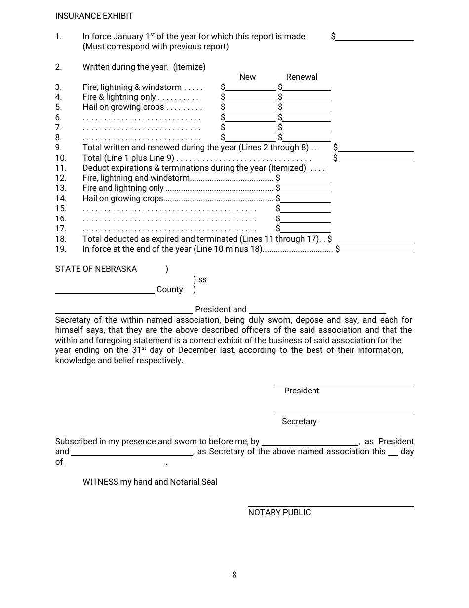 Annual Statement - Assessment Association - Nebraska, Page 8