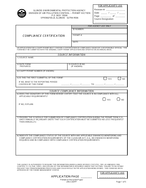 Form 296-CAAPP  Printable Pdf