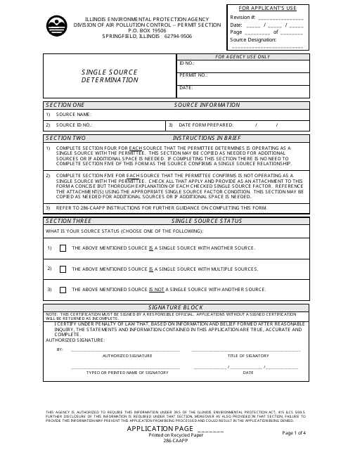 Form 286-CAAPP Single Source Determination - Illinois