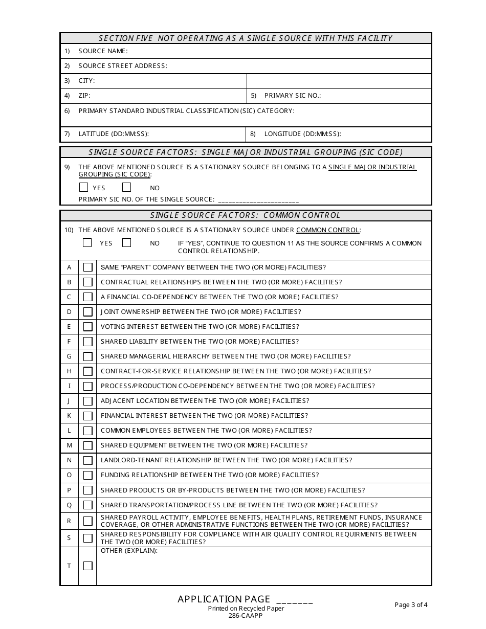 Form 286-CAAPP Single Source Determination - Illinois, Page 3