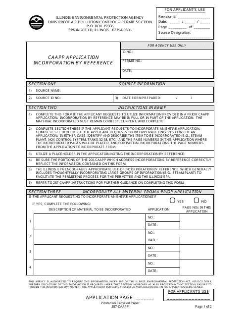 Form 287-CAAPP Caapp Application Incorporation by Reference - Illinois