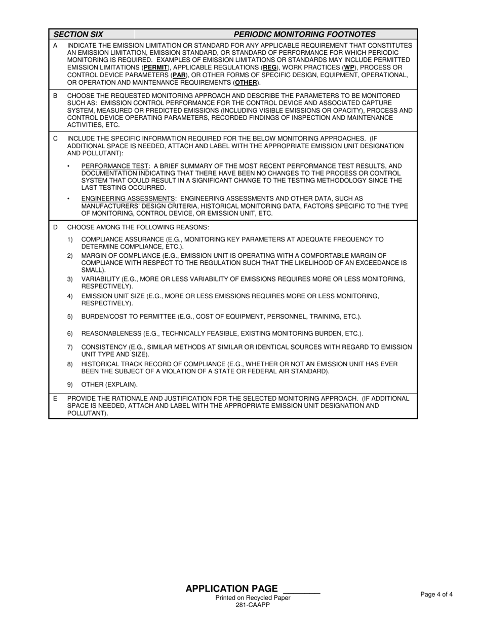 Form 281-CAAPP Request for Periodic Monitoring - Illinois, Page 4