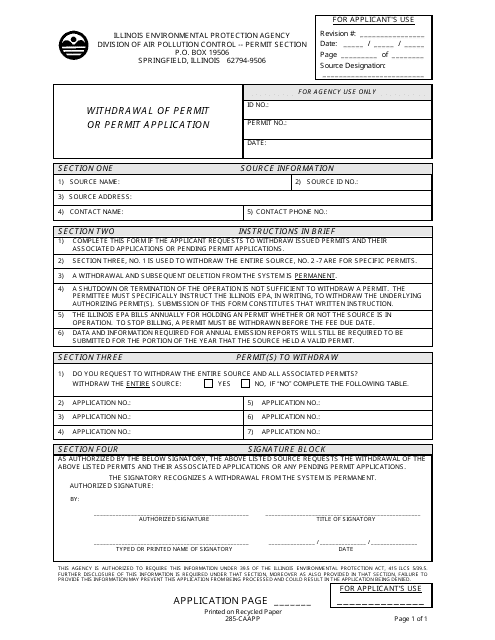 Form 285-CAAPP  Printable Pdf