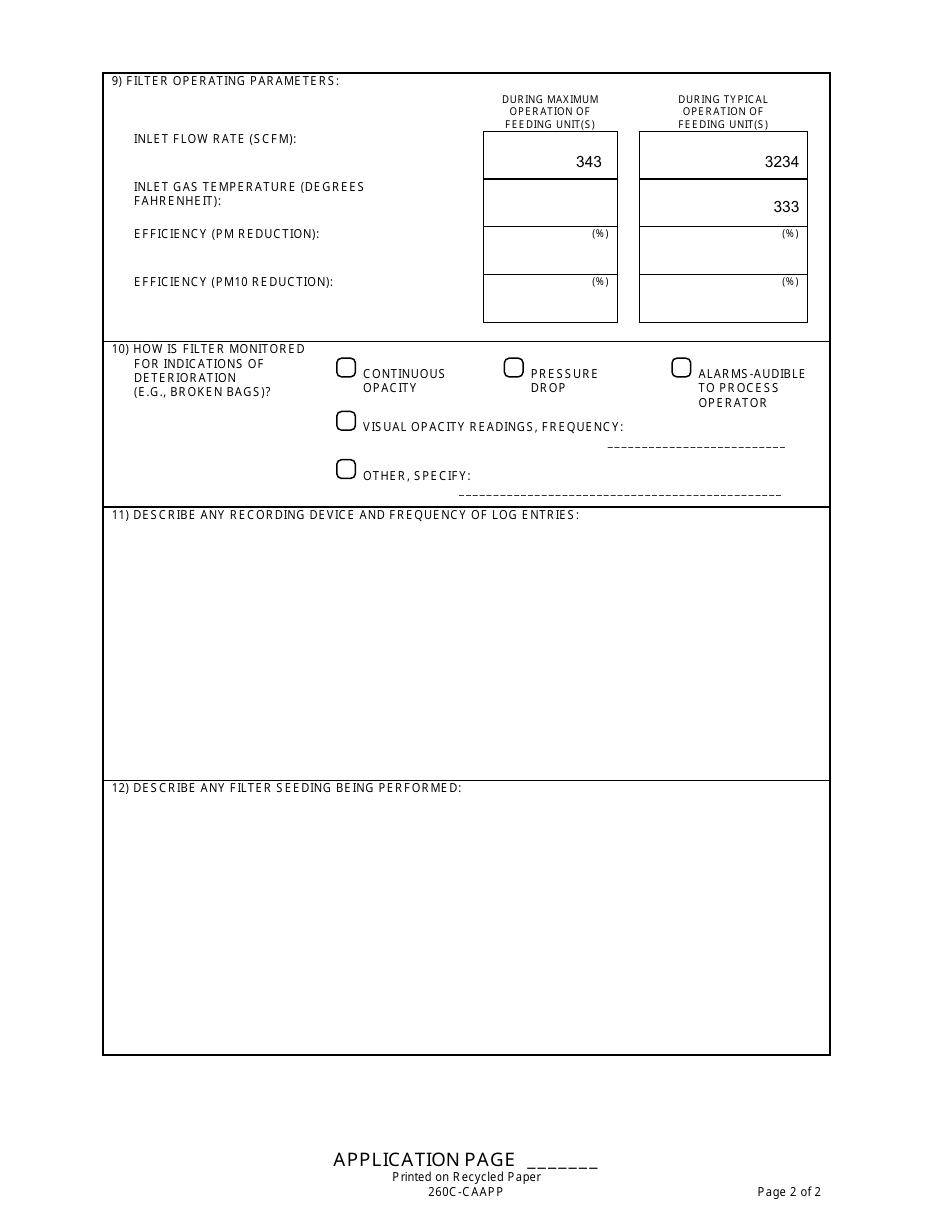 Form 260C-CAAPP Supplemental Form - Air Pollution Control Equipment Filter (260c) - Illinois, Page 2