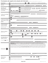 Document preview: Formulario 115-S Formulario De Registro De Votante De Colorado - Colorado (Spanish)