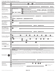 Document preview: Form 115 Colorado Voter Registration Form - Colorado
