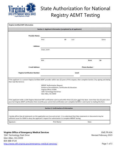 Form EMS.TR.43A  Printable Pdf