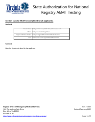 Form EMS.TR.43A State Authorization for National Registry Aemt Testing - Virginia, Page 3