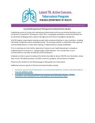 Document preview: Local Health Department Tb Program Correctional Facility Checklist - Tuberculosis Program - Virginia