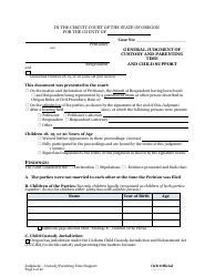 Document preview: General Judgment of Custody and Parenting Time and Child Support - Oregon