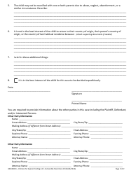 Form 400-00001 Petition for Special Findings of a Vulnerable Noncitizen Child - Vermont, Page 2