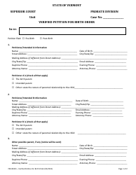 Form 700-00301 Verified Petition for Birth Order - Vermont