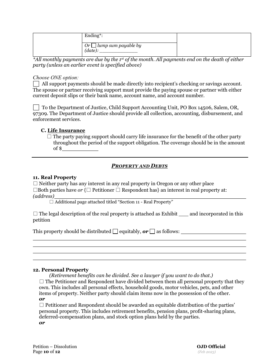 Petition for Dissolution of Marriage / Rdp With Children - Oregon, Page 10