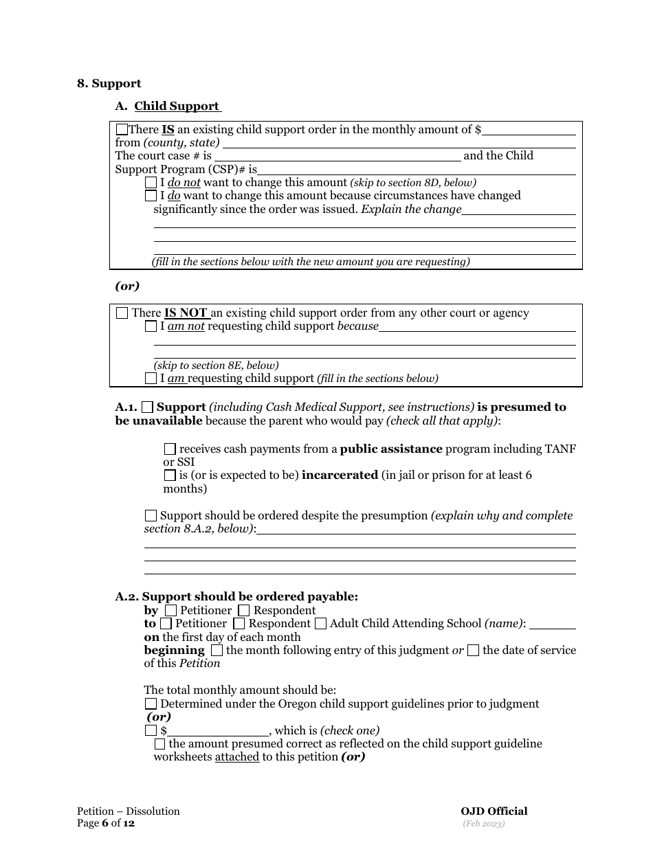 Petition for Dissolution of Marriage / Rdp With Children - Oregon, Page 6
