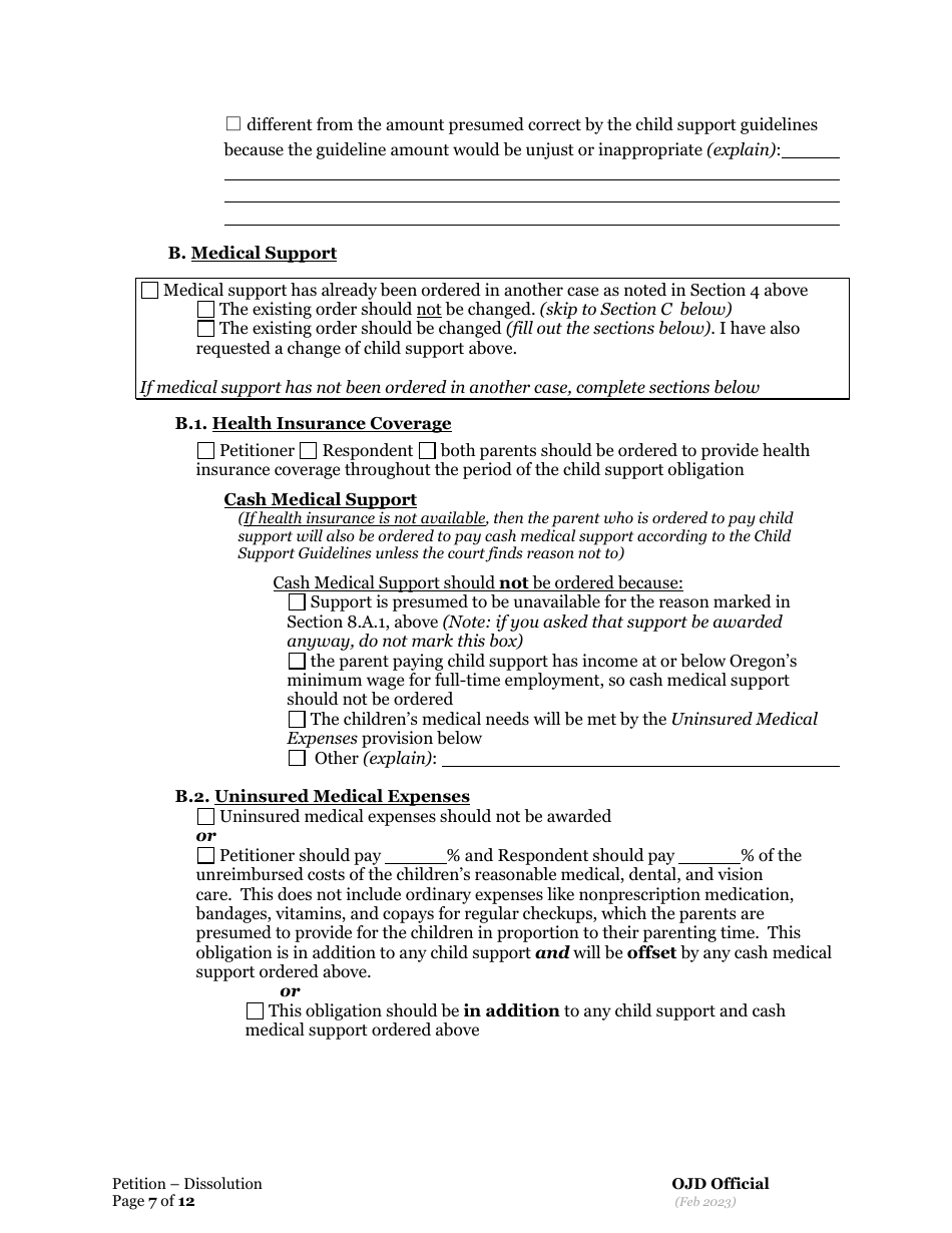 Petition for Dissolution of Marriage / Rdp With Children - Oregon, Page 7