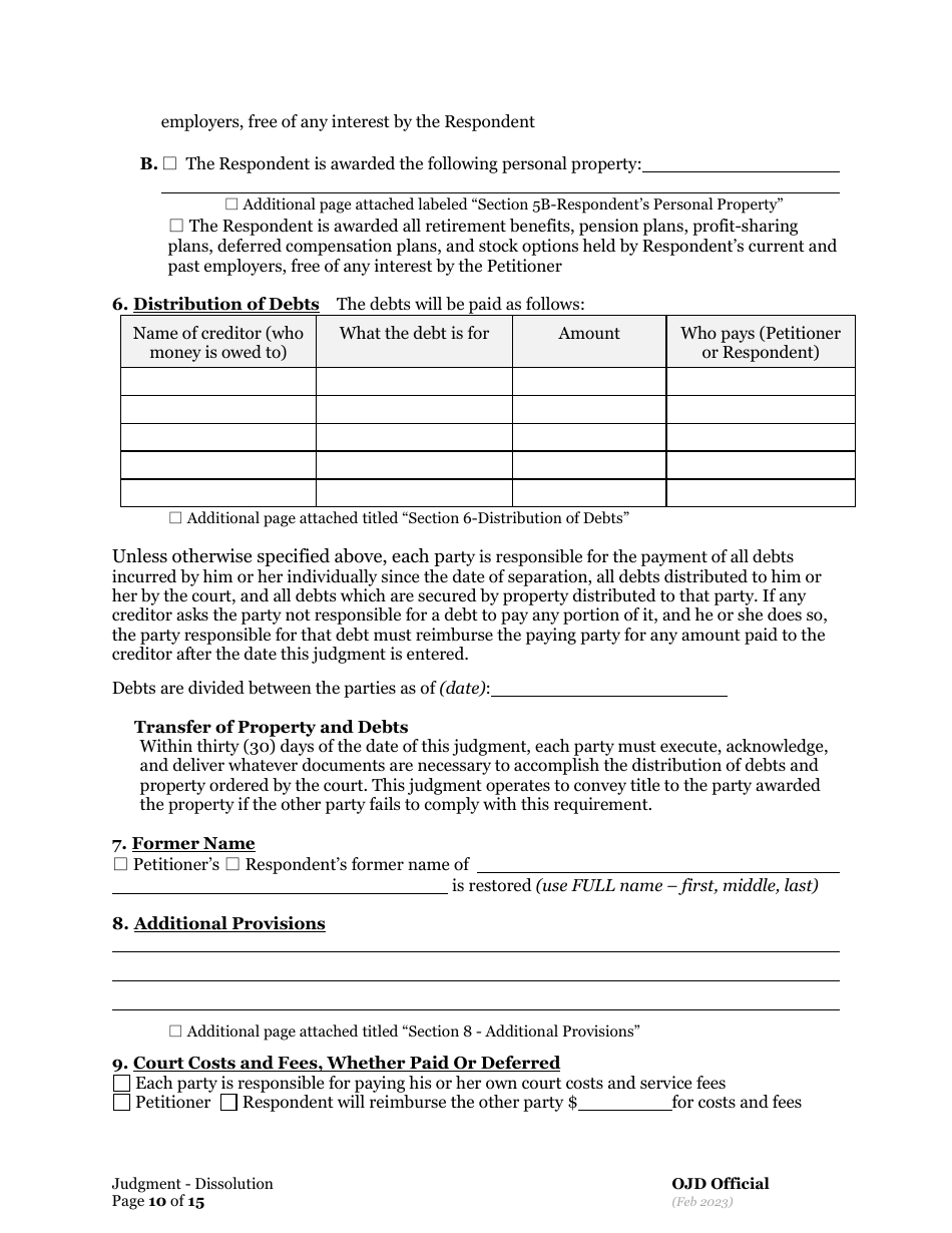 General Judgment of Dissolution of Marriage / Rdp With Children - Oregon, Page 10