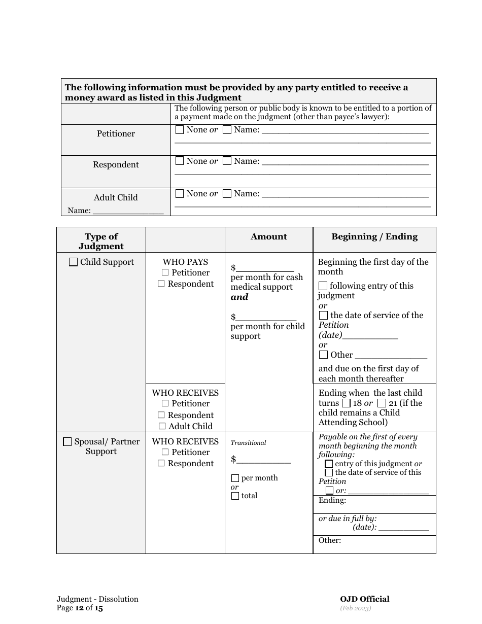 General Judgment of Dissolution of Marriage / Rdp With Children - Oregon, Page 12