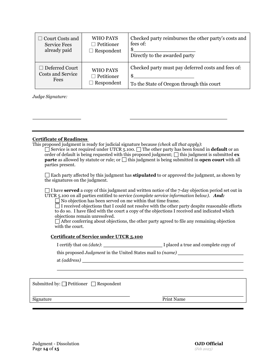 General Judgment of Dissolution of Marriage / Rdp With Children - Oregon, Page 14