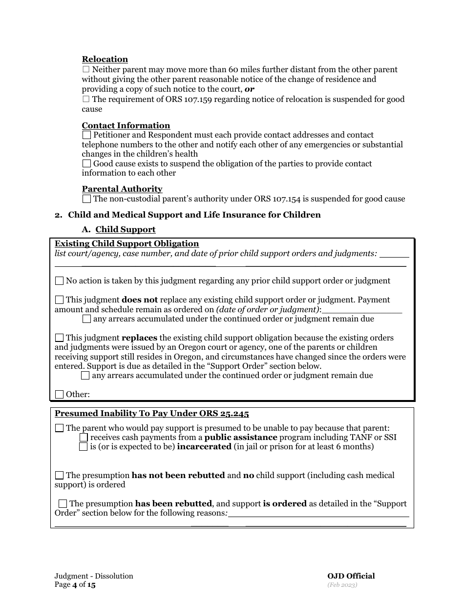 General Judgment of Dissolution of Marriage / Rdp With Children - Oregon, Page 4