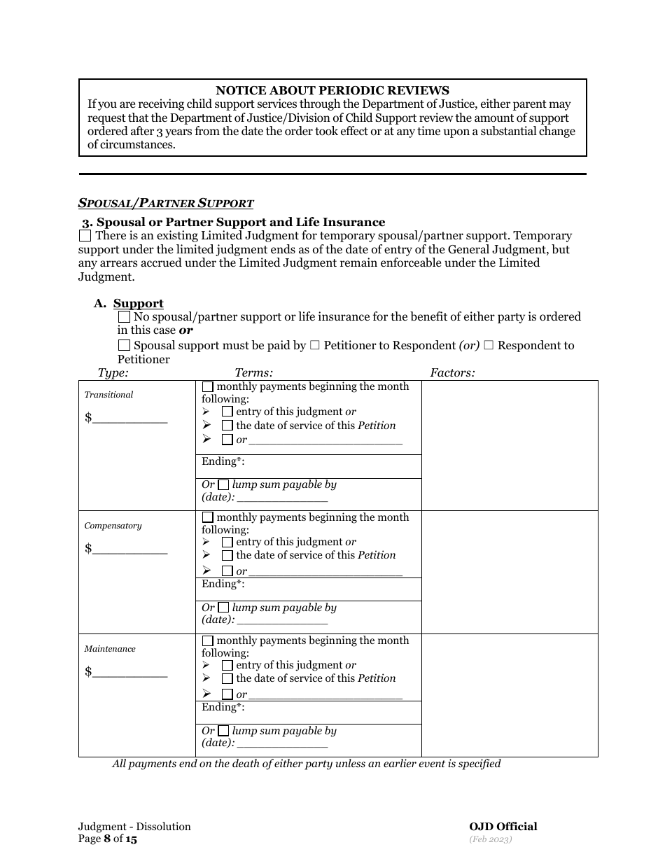 General Judgment of Dissolution of Marriage / Rdp With Children - Oregon, Page 8
