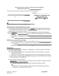 Document preview: General Judgment of and Separation of Marriage/Rdp With Children - Oregon