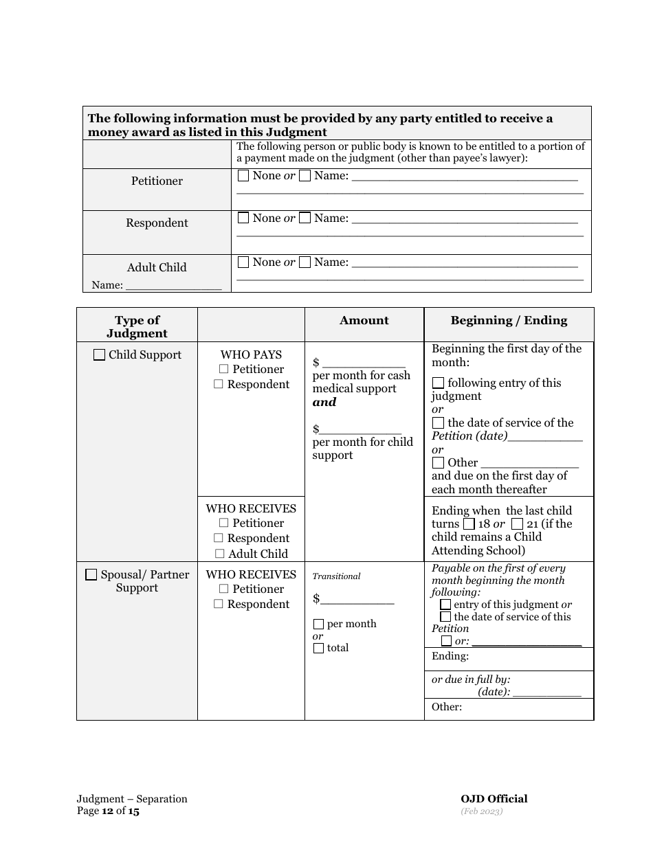 General Judgment of and Separation of Marriage / Rdp With Children - Oregon, Page 12