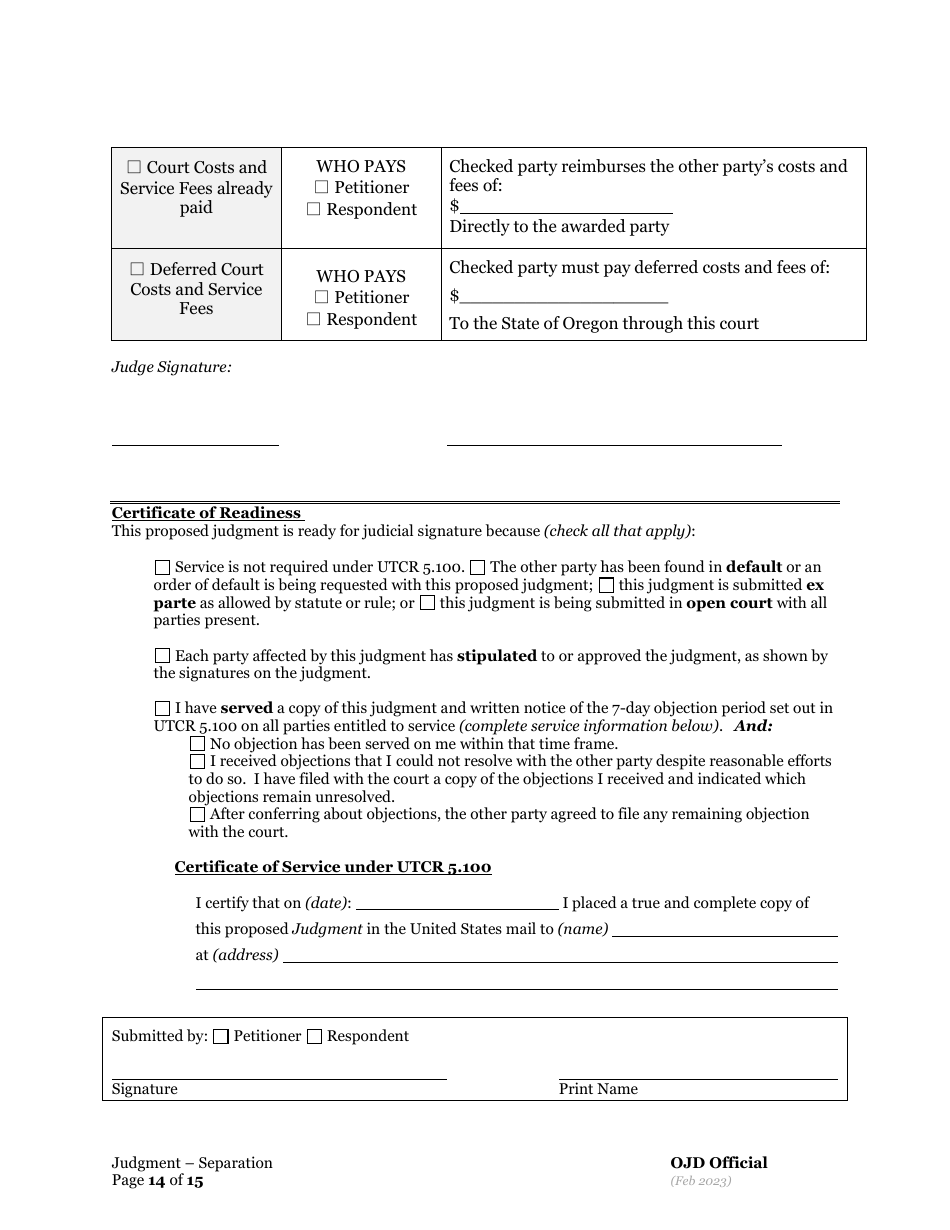 General Judgment of and Separation of Marriage / Rdp With Children - Oregon, Page 14