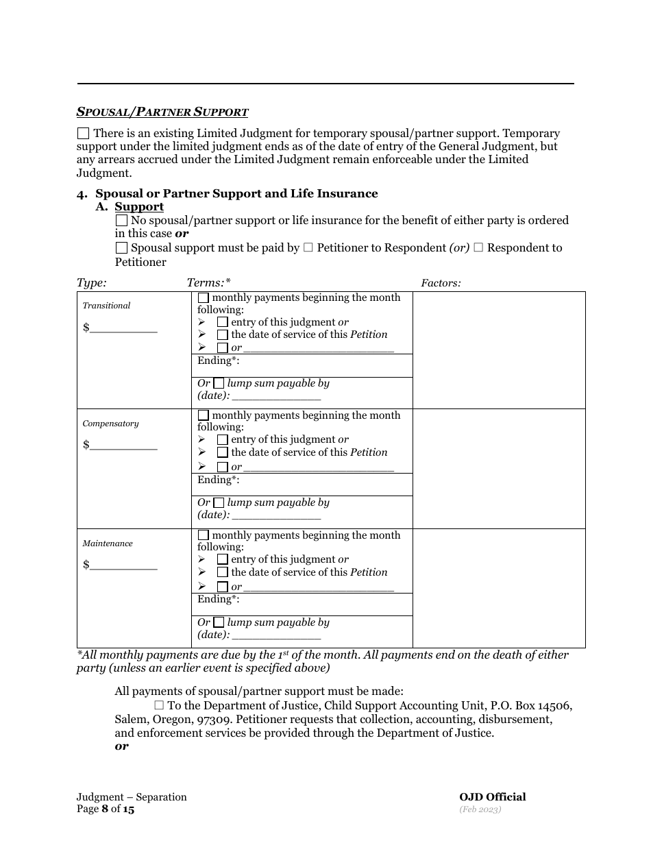 General Judgment of and Separation of Marriage / Rdp With Children - Oregon, Page 8
