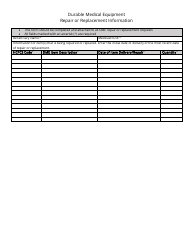 Document preview: Durable Medical Equipment Repair or Replacement Information - Utah