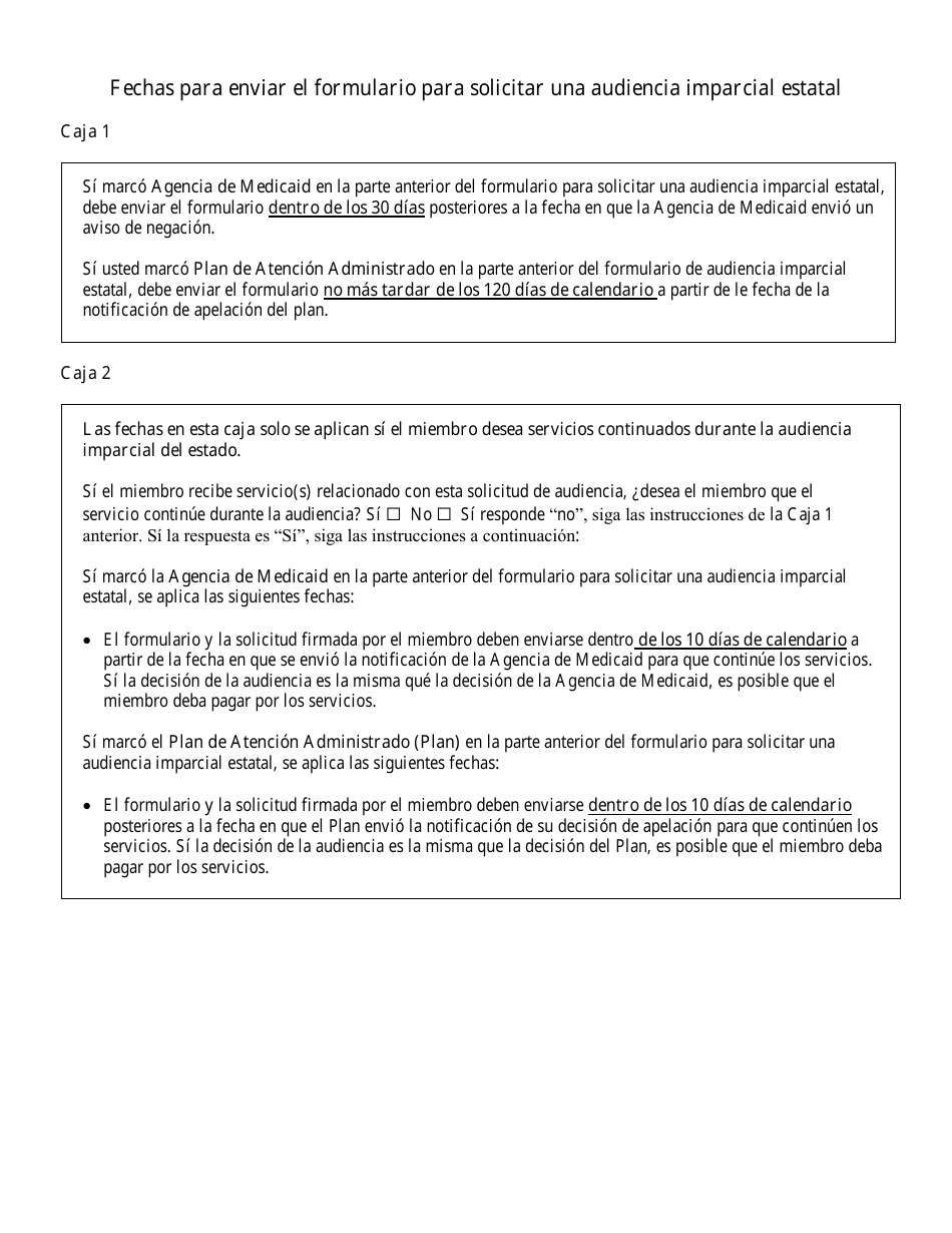 Formulario Para Solicitar Una Audencia Imparcial Estatal - Utah (Spanish), Page 2