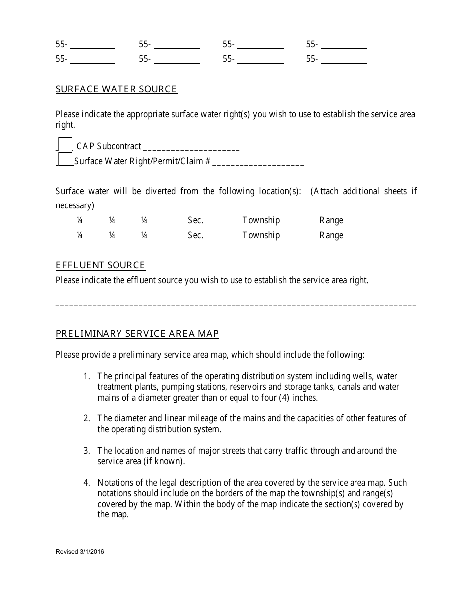 Initial Notice of Intent to Establish a New Service Area Right - Arizona, Page 2