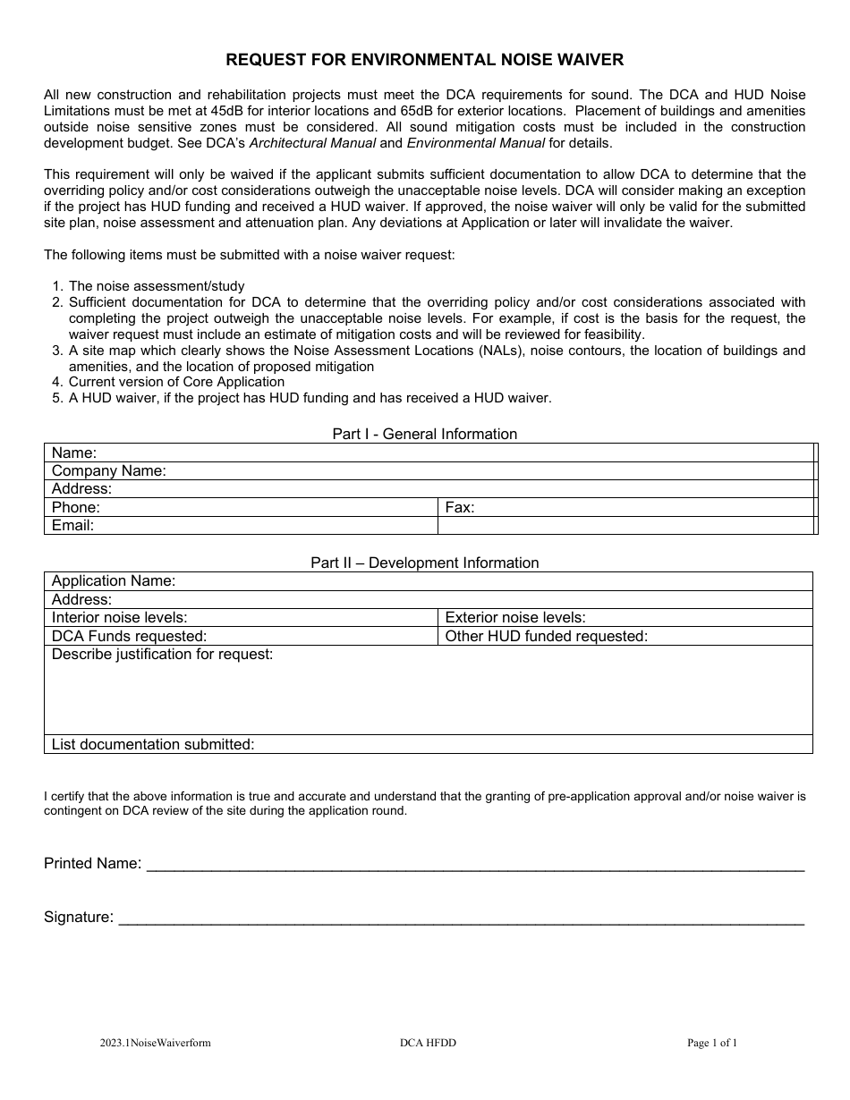 Request for Environmental Noise Waiver - Georgia (United States), Page 1