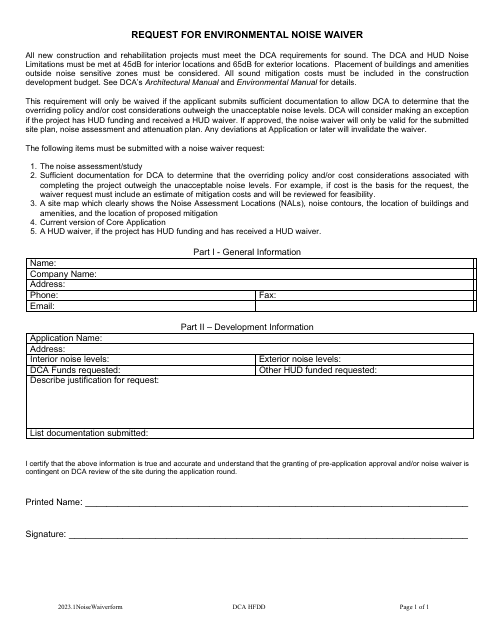 Request for Environmental Noise Waiver - Georgia (United States) Download Pdf