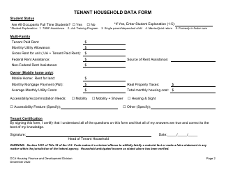 Tenant Household Data Form - Georgia (United States), Page 2