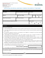 Document preview: Application for Special Assistance Funding for Infertility Treatment - New Brunswick, Canada