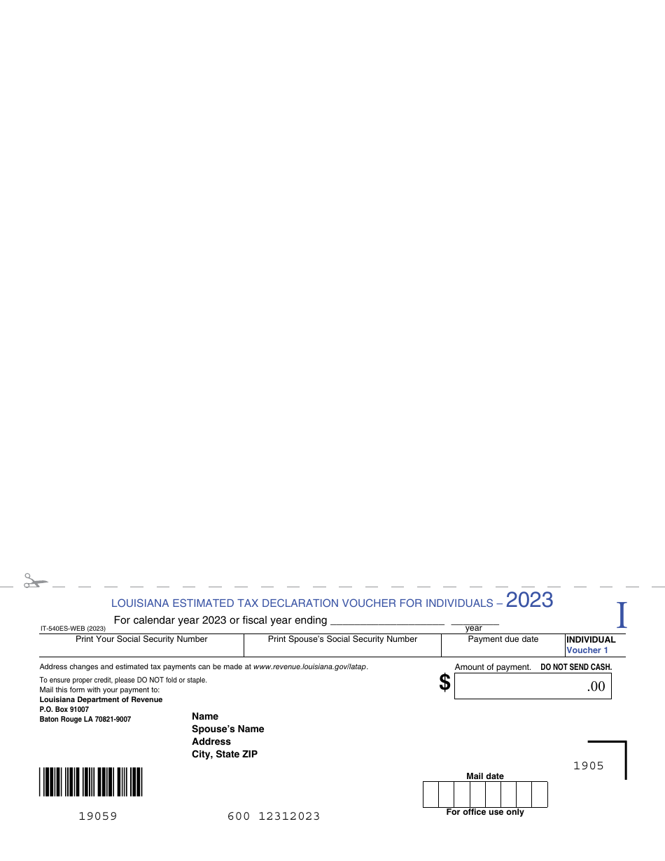 Form IT-540ES Louisiana Estimated Tax Declaration Voucher for Individuals - Louisiana, Page 1