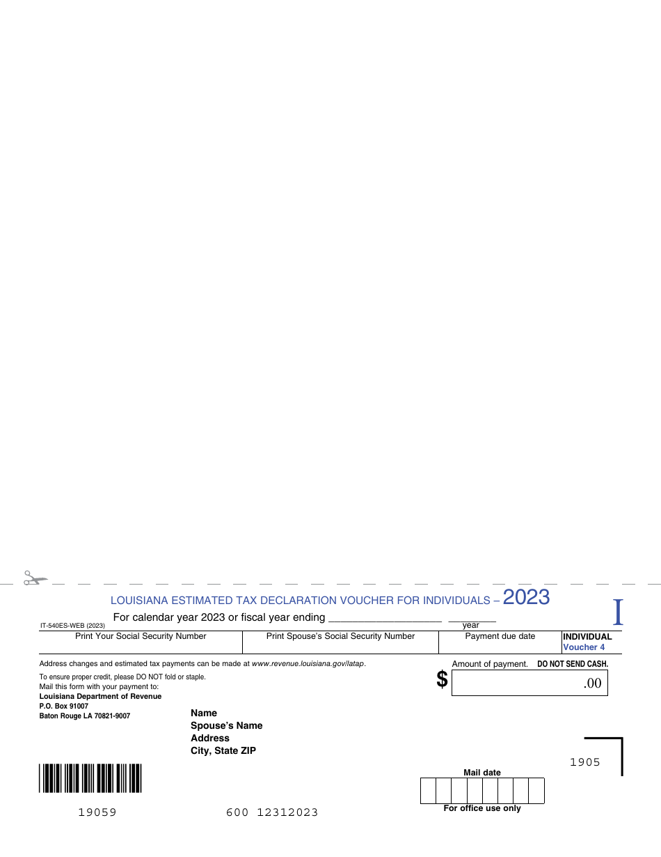 Form IT-540ES Louisiana Estimated Tax Declaration Voucher for Individuals - Louisiana, Page 4