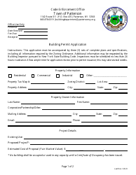 Document preview: Building Permit Application - Town of Patterson, New York