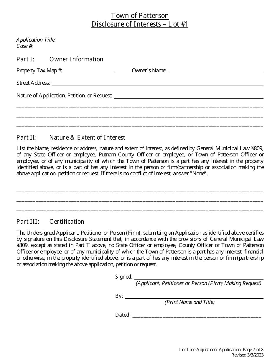 Lot Line Adjustment Application - Town of Patterson, New York, Page 7