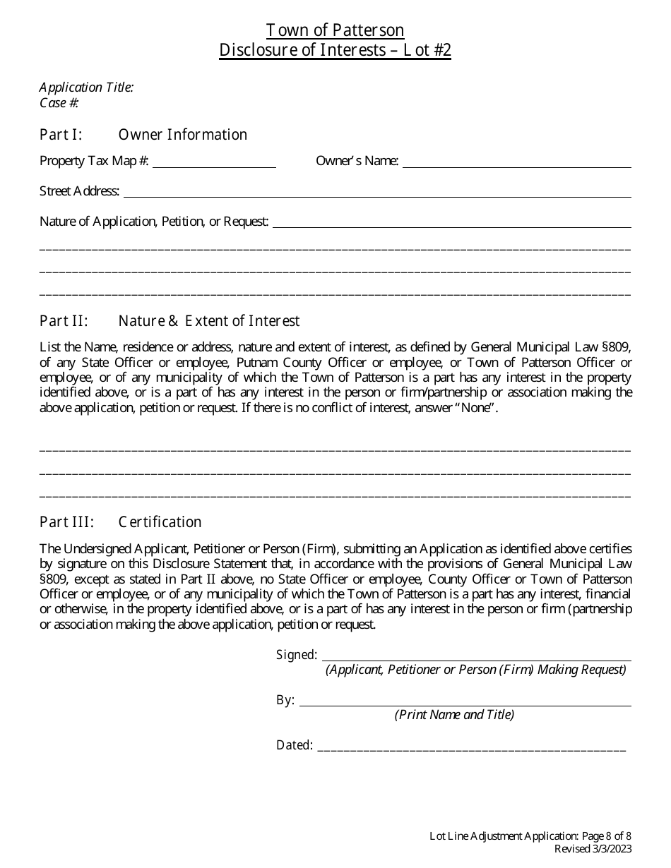 Lot Line Adjustment Application - Town of Patterson, New York, Page 8