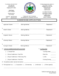 Document preview: Subdivision Application - Town of Patterson, New York