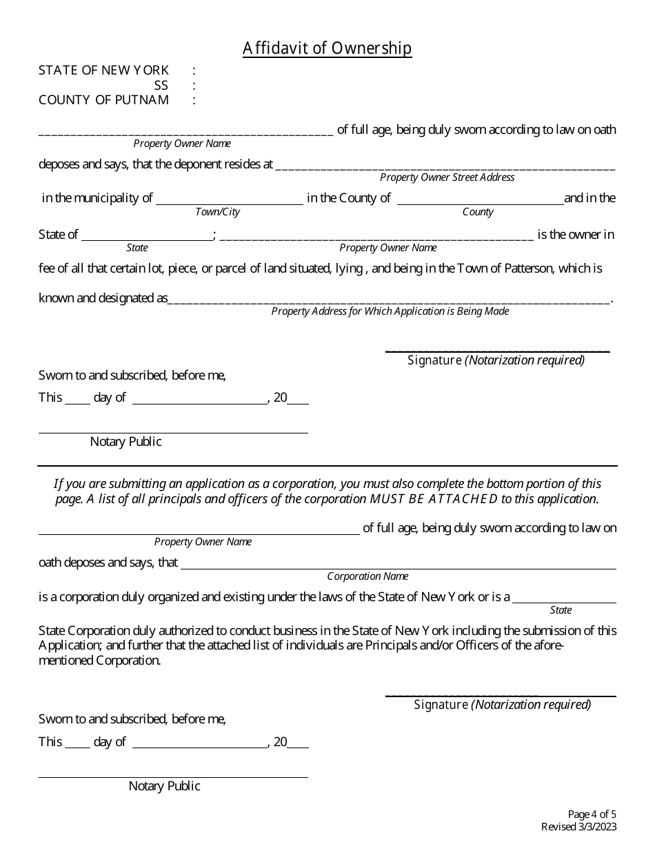 Freshwater Wetlands  Watercourse Permit Application - Town of Patterson, New York, Page 4