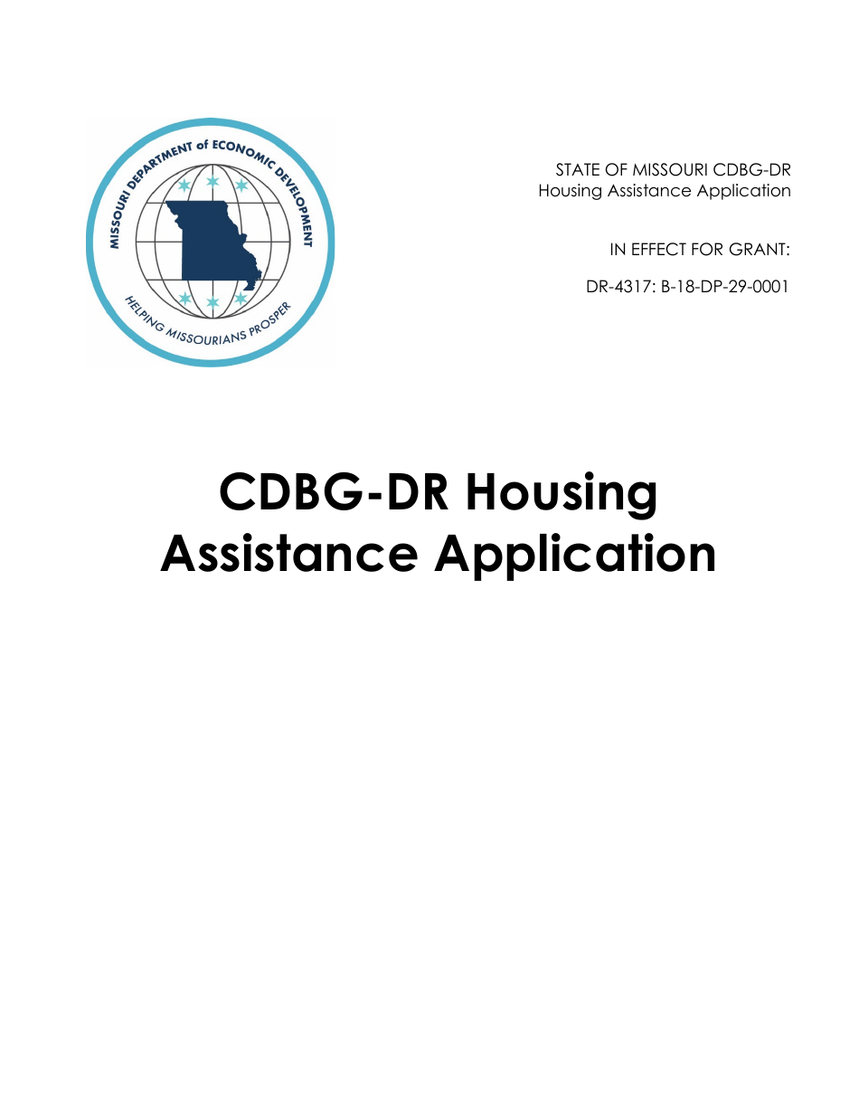 Form DR-4317 Cdbg-Dr Housing Assistance Application - Missouri, Page 1