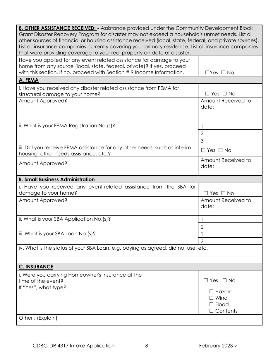 Form DR-4317 Cdbg-Dr Housing Assistance Application - Missouri, Page 7