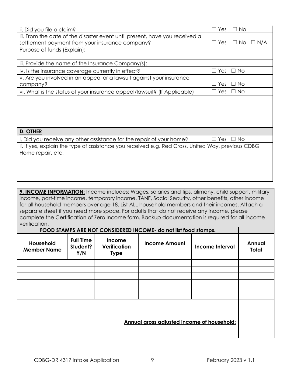 Form DR-4317 Cdbg-Dr Housing Assistance Application - Missouri, Page 8