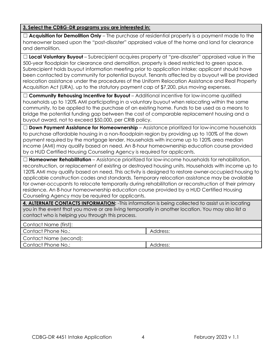 Form DR-4451 Cdbg-Dr Housing Assistance Application - Missouri, Page 3