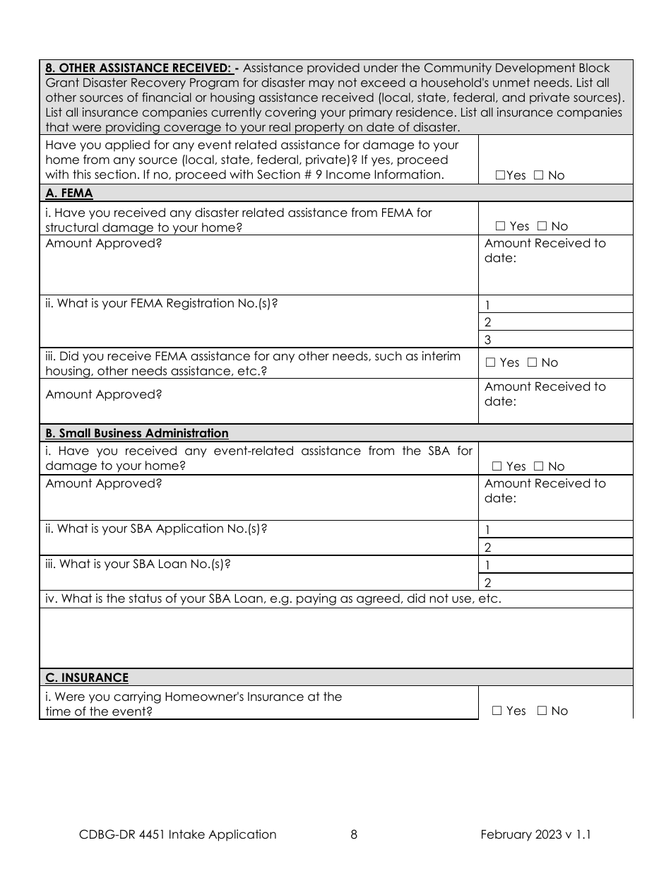 Form DR-4451 Cdbg-Dr Housing Assistance Application - Missouri, Page 7