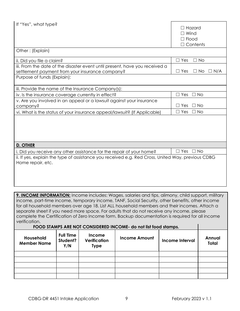 Form DR-4451 Cdbg-Dr Housing Assistance Application - Missouri, Page 8